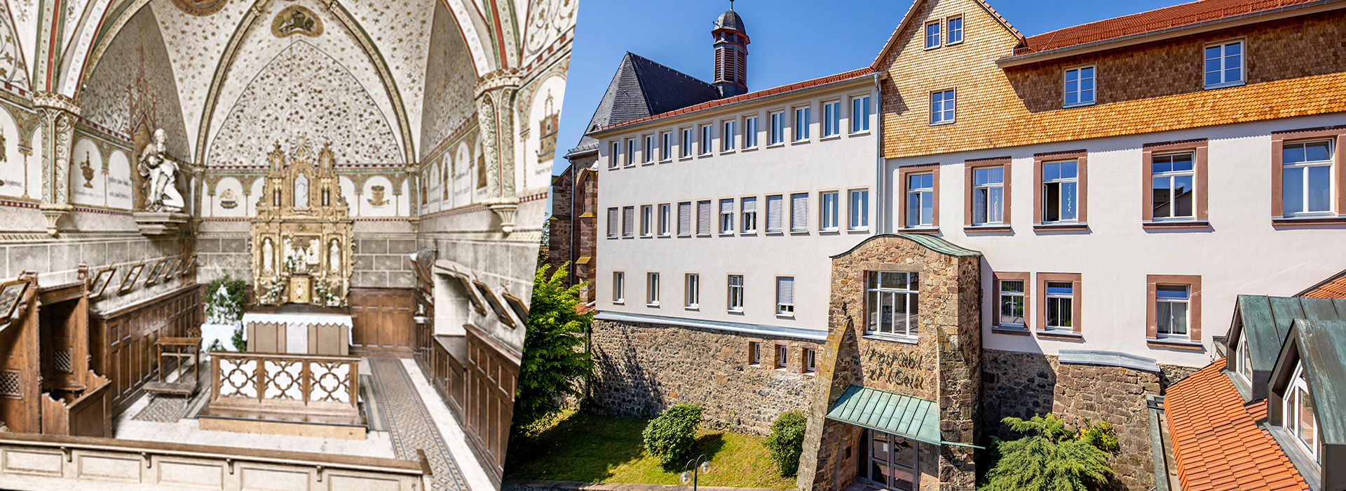 Kreuzgang-Kapelle und Fassade des alten Eingangs vom Hospital