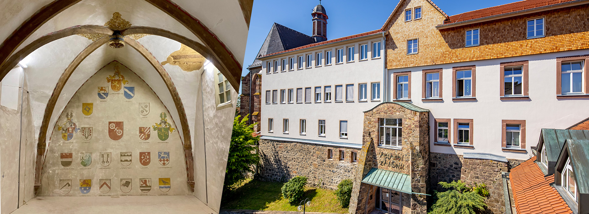 Innenansicht Kreuzgang-Kapelle und Fassade des alten Eingangs vom Hospital Fritzlar
